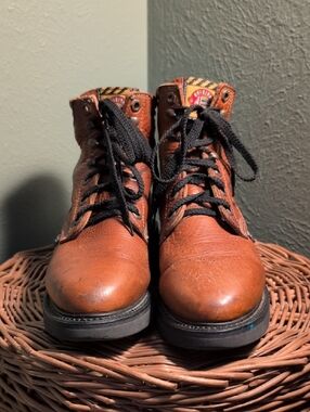 Leather Work Boots - Brown - USA Women 7.5B